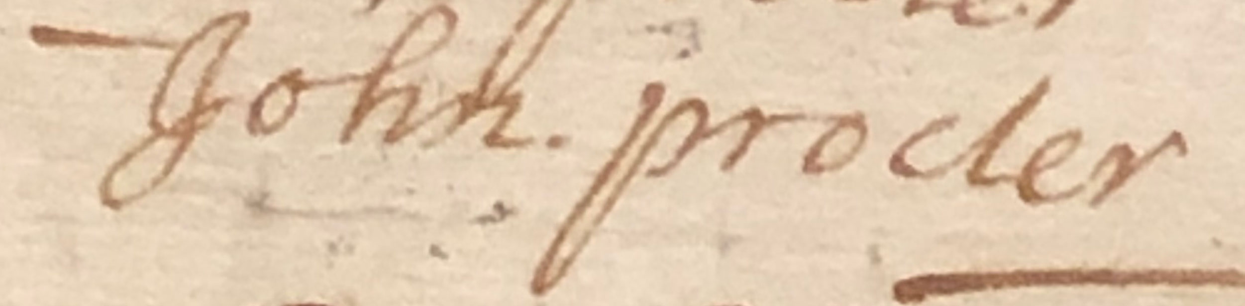 picture of john proctors name taken from ledger of old Salem jail.
